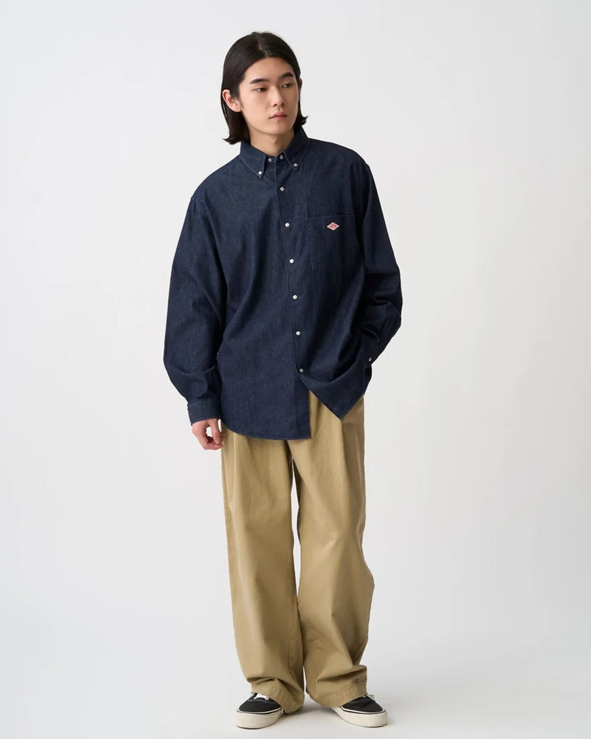 Mens Denim Dungaree Button-Down Shirt - Indigo
