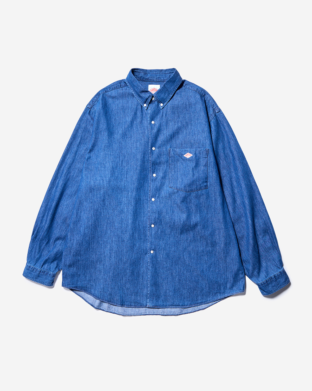 Mens Denim Dungaree Button-Down Shirt - Light Indigo