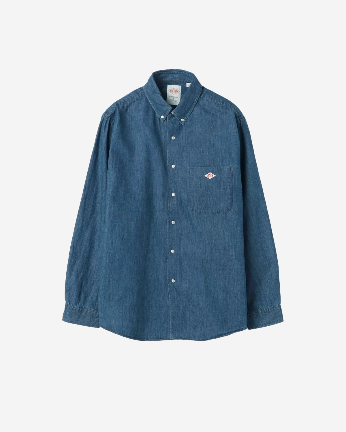 Mens Denim Dungaree Button-Down Shirt - Light Indigo
