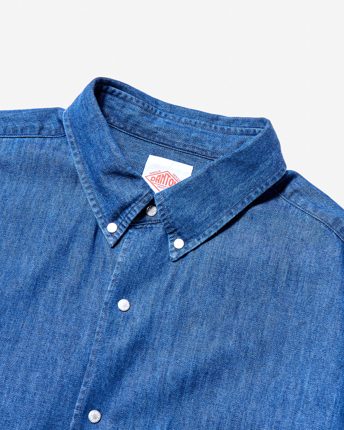 Mens Denim Dungaree Button-Down Shirt - Light Indigo