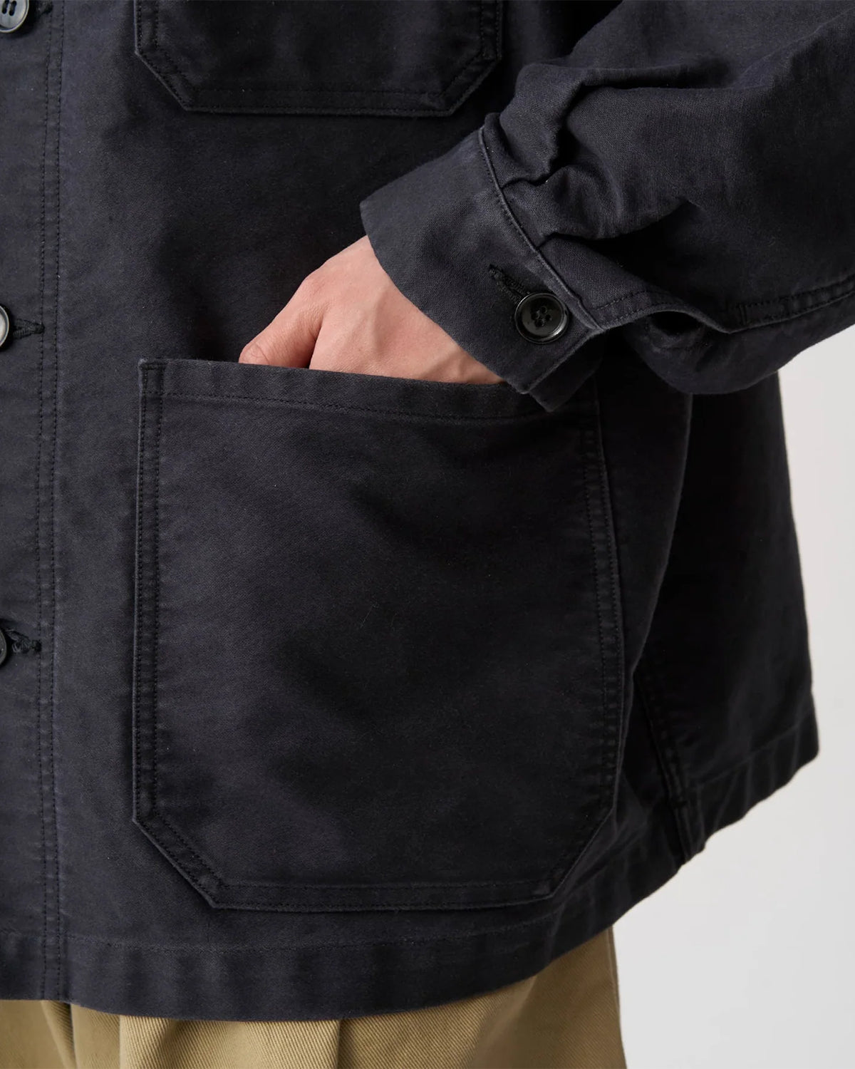 Mens Moleskin Wide Coverall Jacket - Black