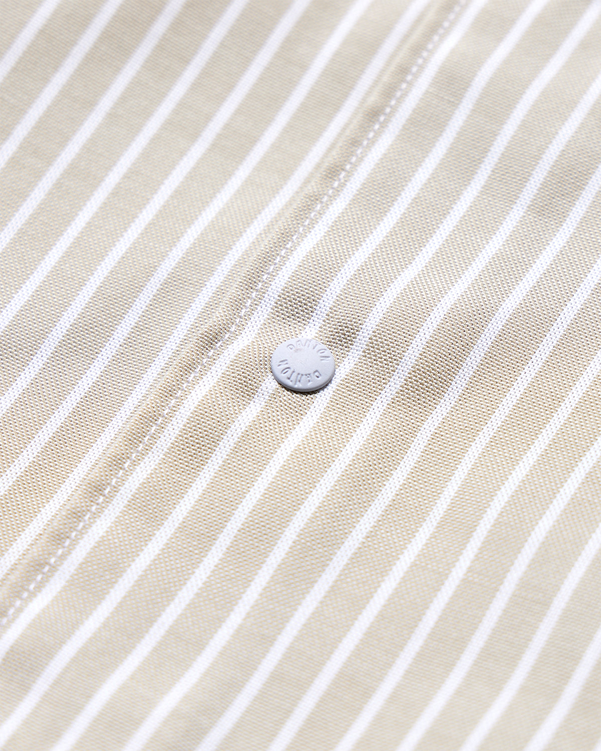 Mens Oxford Button-Down Shirt - Beige×White Stripe