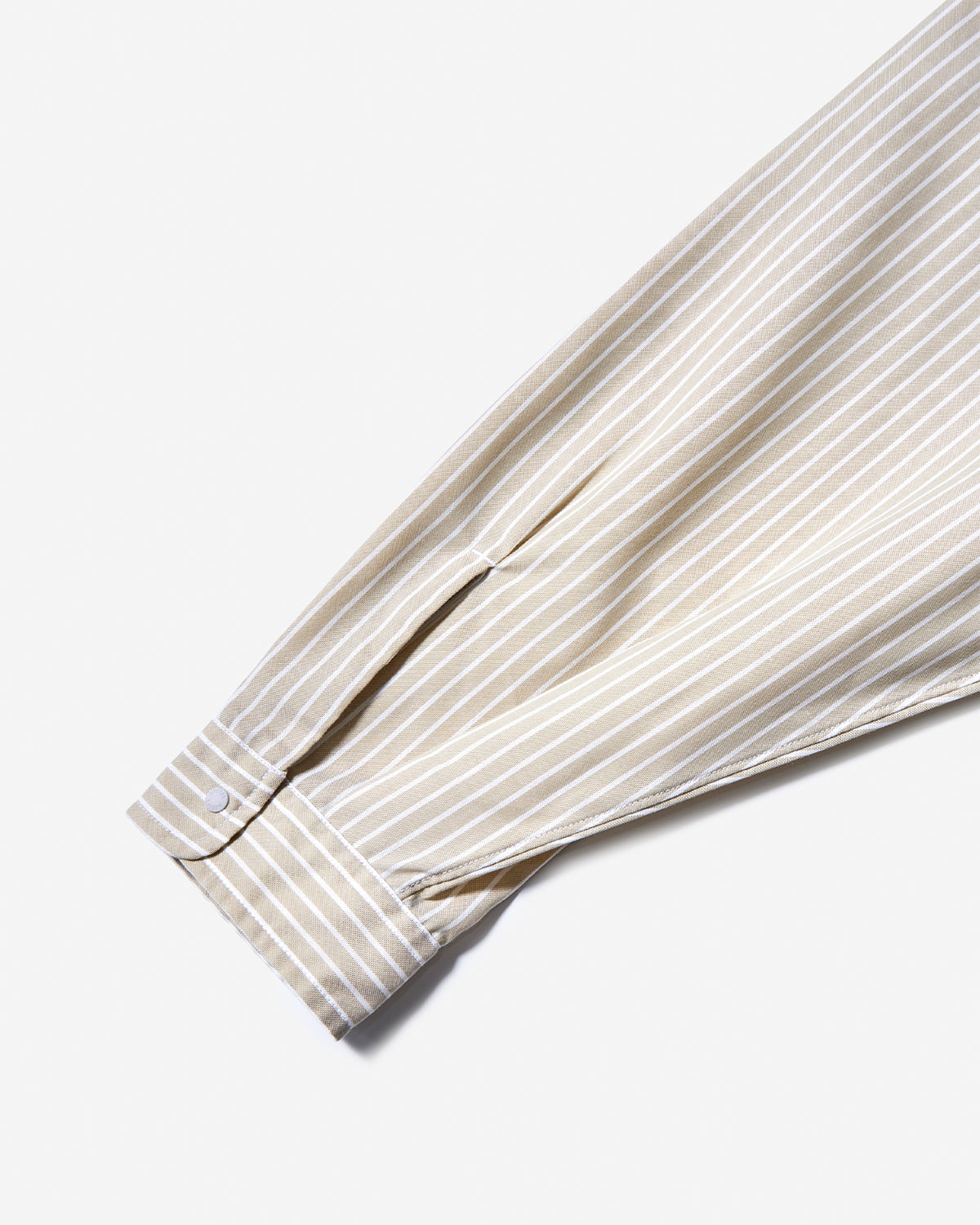 Mens Oxford Button-Down Shirt - Beige×White Stripe