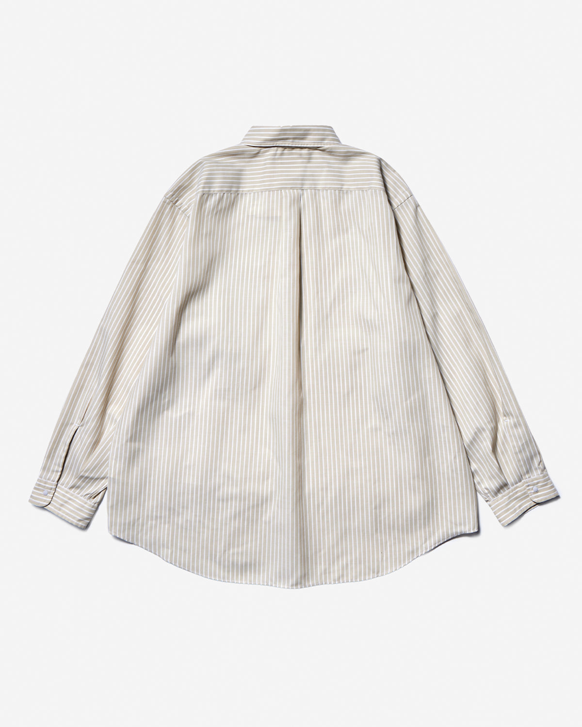 Mens Oxford Button-Down Shirt - Beige×White Stripe
