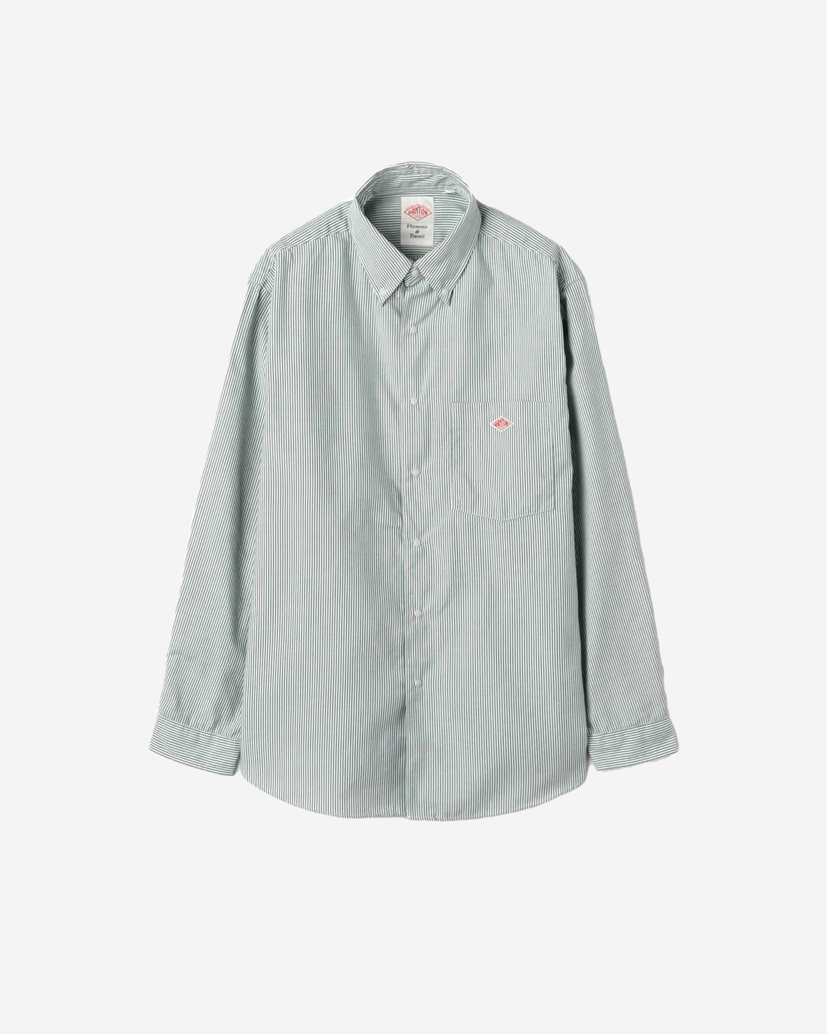 Mens Oxford Button-Down Shirt - White × Green Stripe