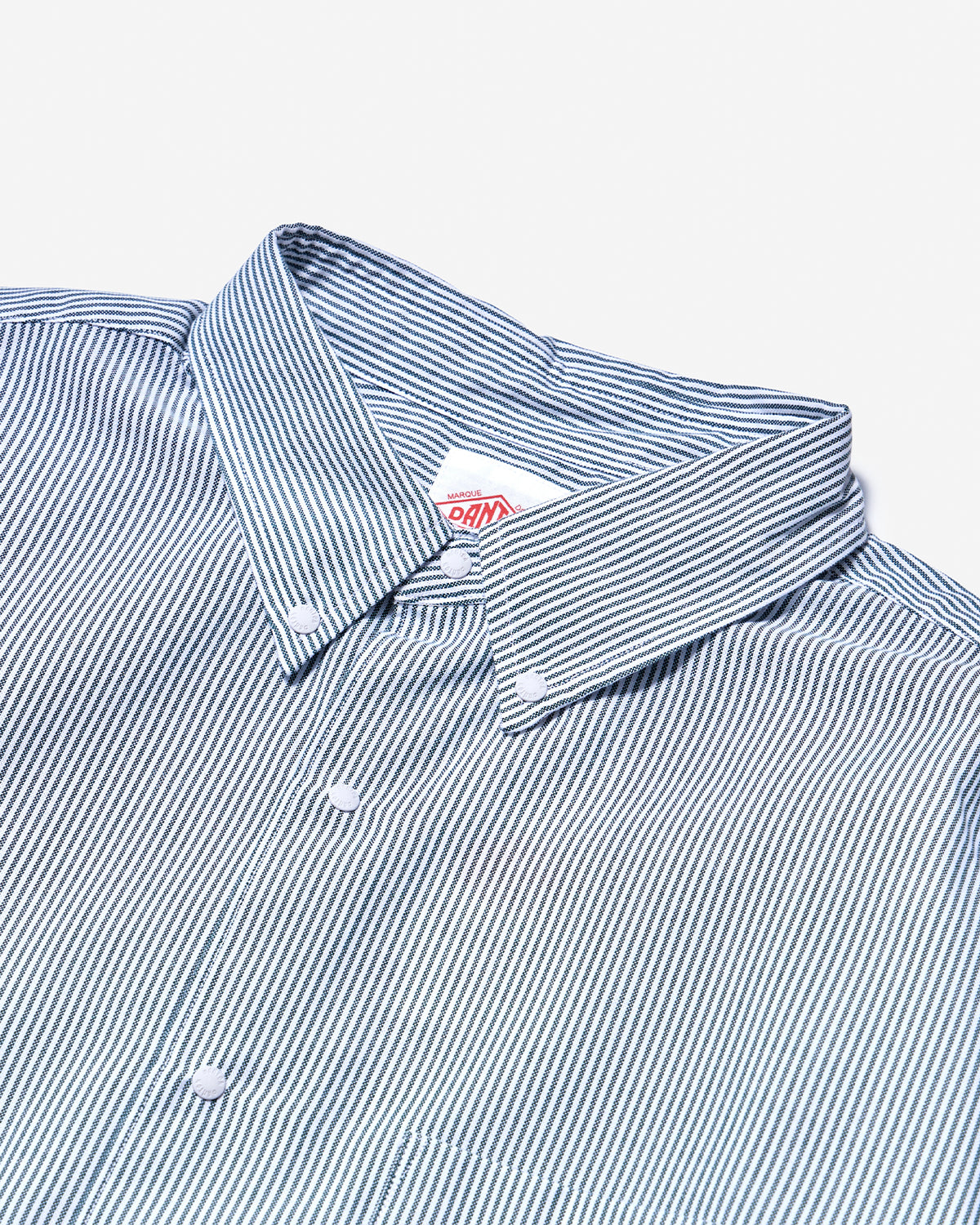 Mens Oxford Button-Down Shirt - White × Green Stripe