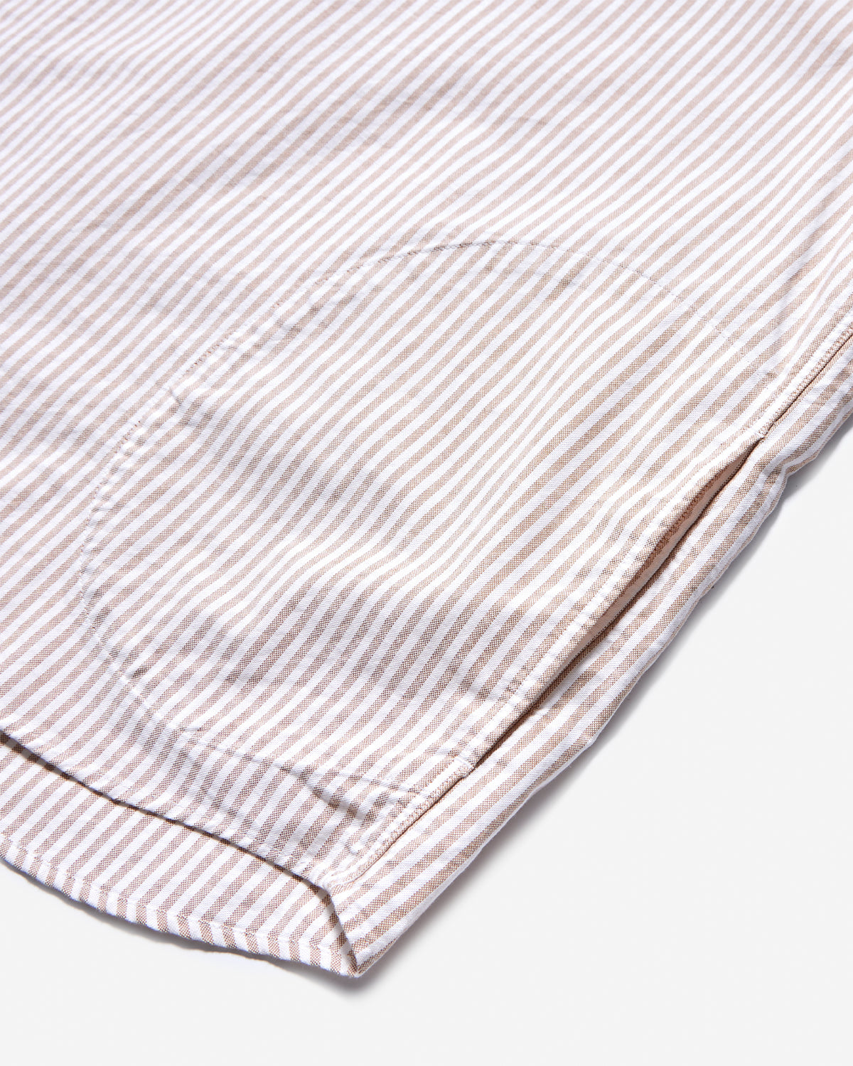 Mens Oxford Round Collar Pullover Shirt Pattern - Beige×White Stripe