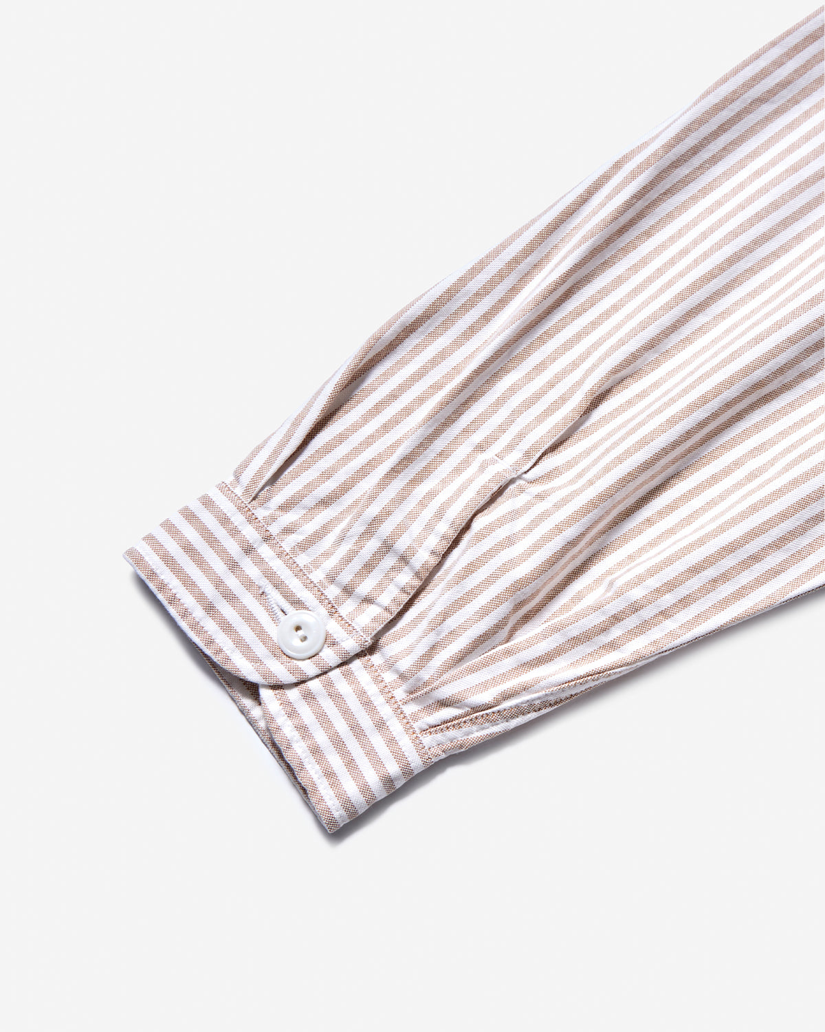 Mens Oxford Round Collar Pullover Shirt Pattern - Beige×White Stripe