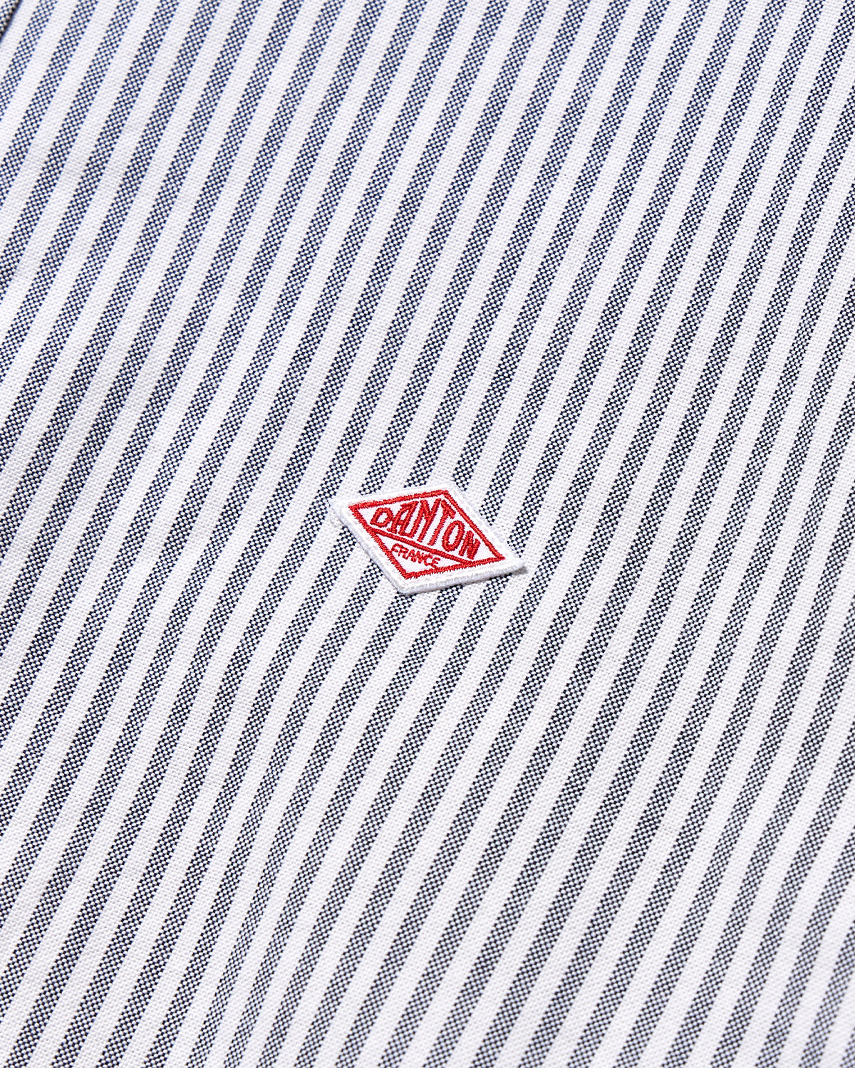 Mens Oxford Round Collar Pullover Shirt Pattern - Navy×Ecru Stripe