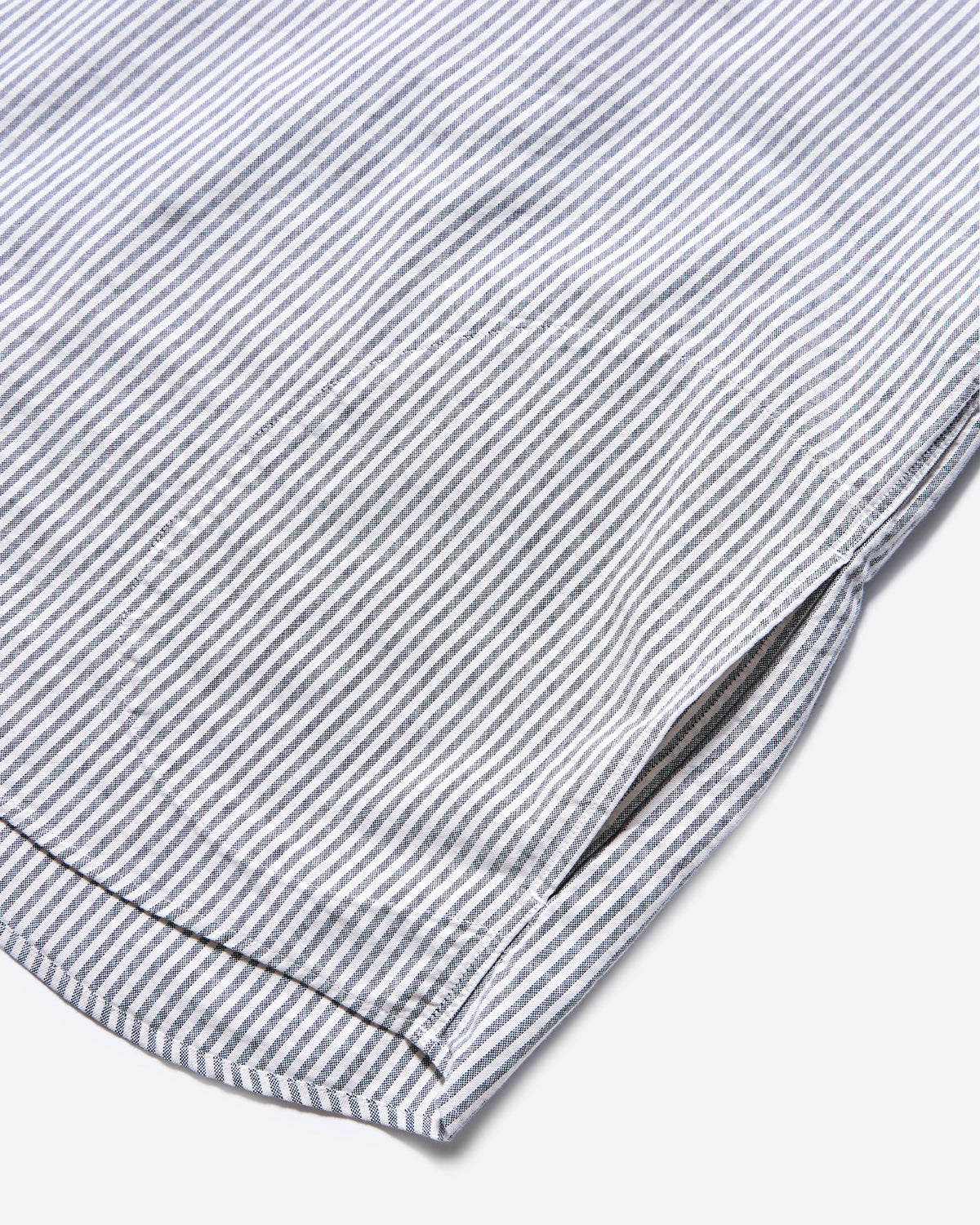 Mens Oxford Round Collar Pullover Shirt Pattern - Navy×Ecru Stripe