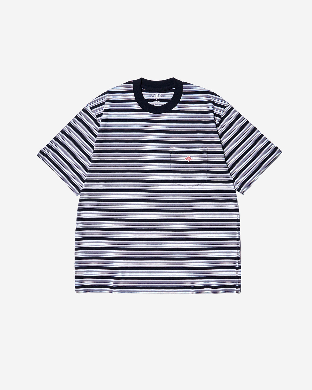 Mens Short Sleeve Pocket T-Shirt Stripe - Black × White × Grey Multi