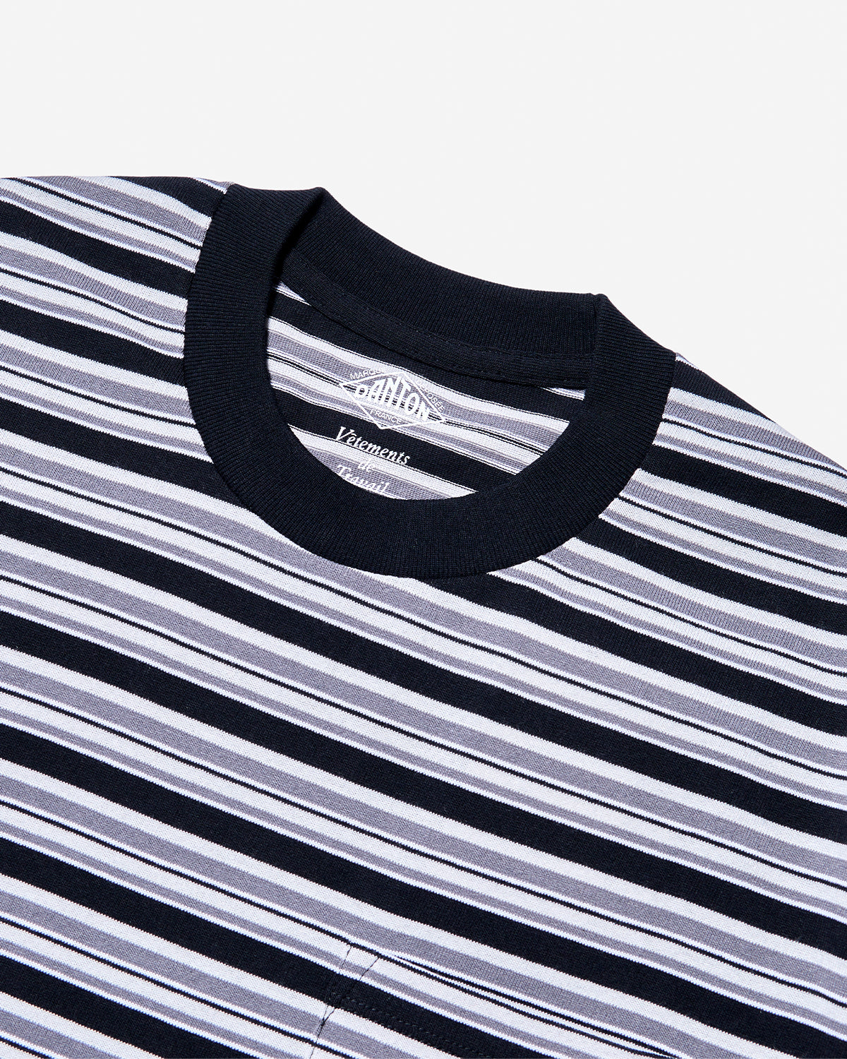 Mens Short Sleeve Pocket T-Shirt Stripe - Black × White × Grey Multi