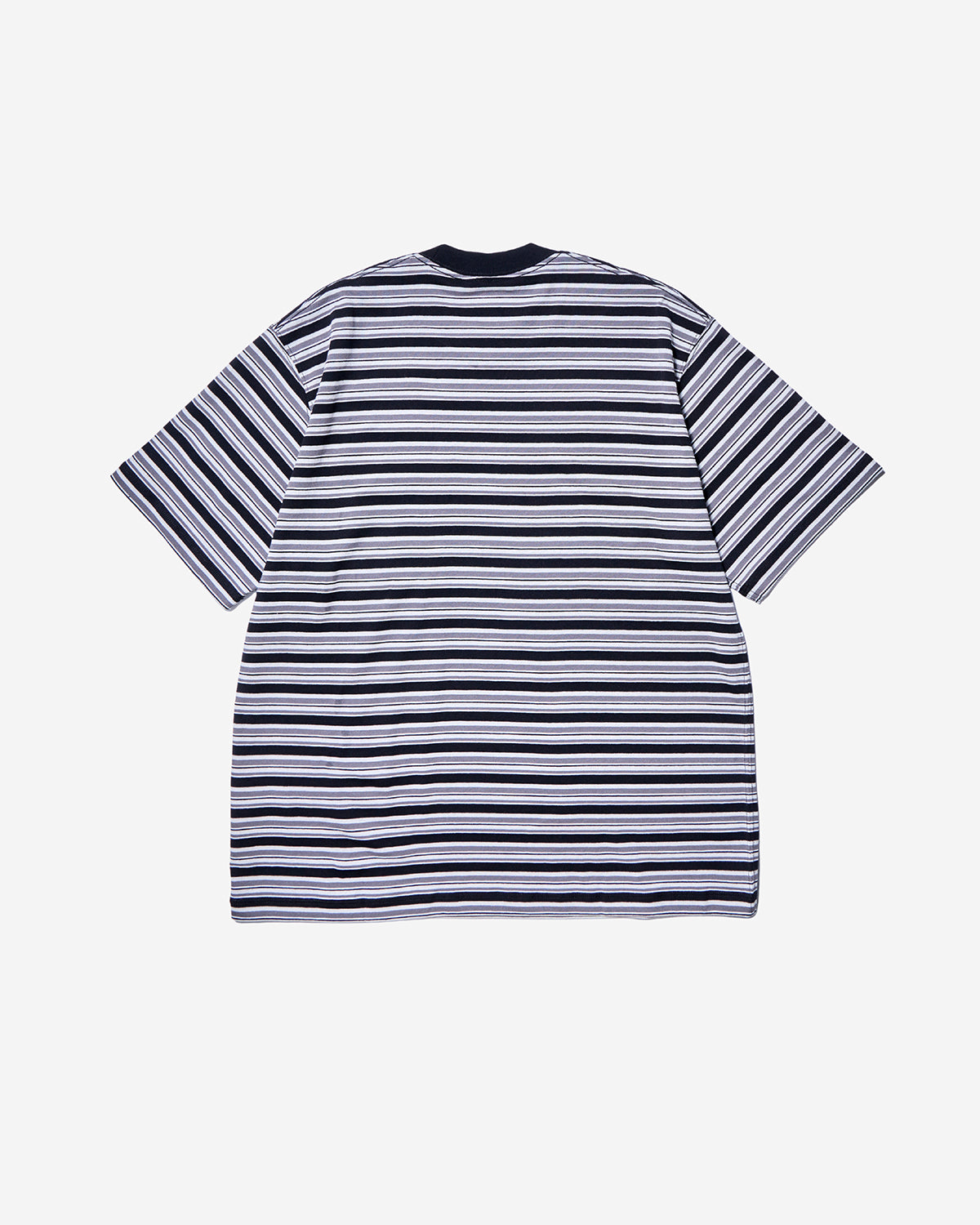 Mens Short Sleeve Pocket T-Shirt Stripe - Black × White × Grey Multi