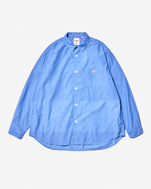 Mens T/C Poplin Work Shirt - Blue×White Stripe