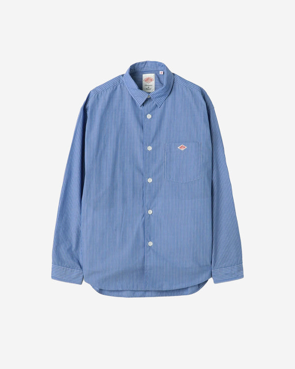 Mens T/C Poplin Work Shirt - Blue×White Stripe