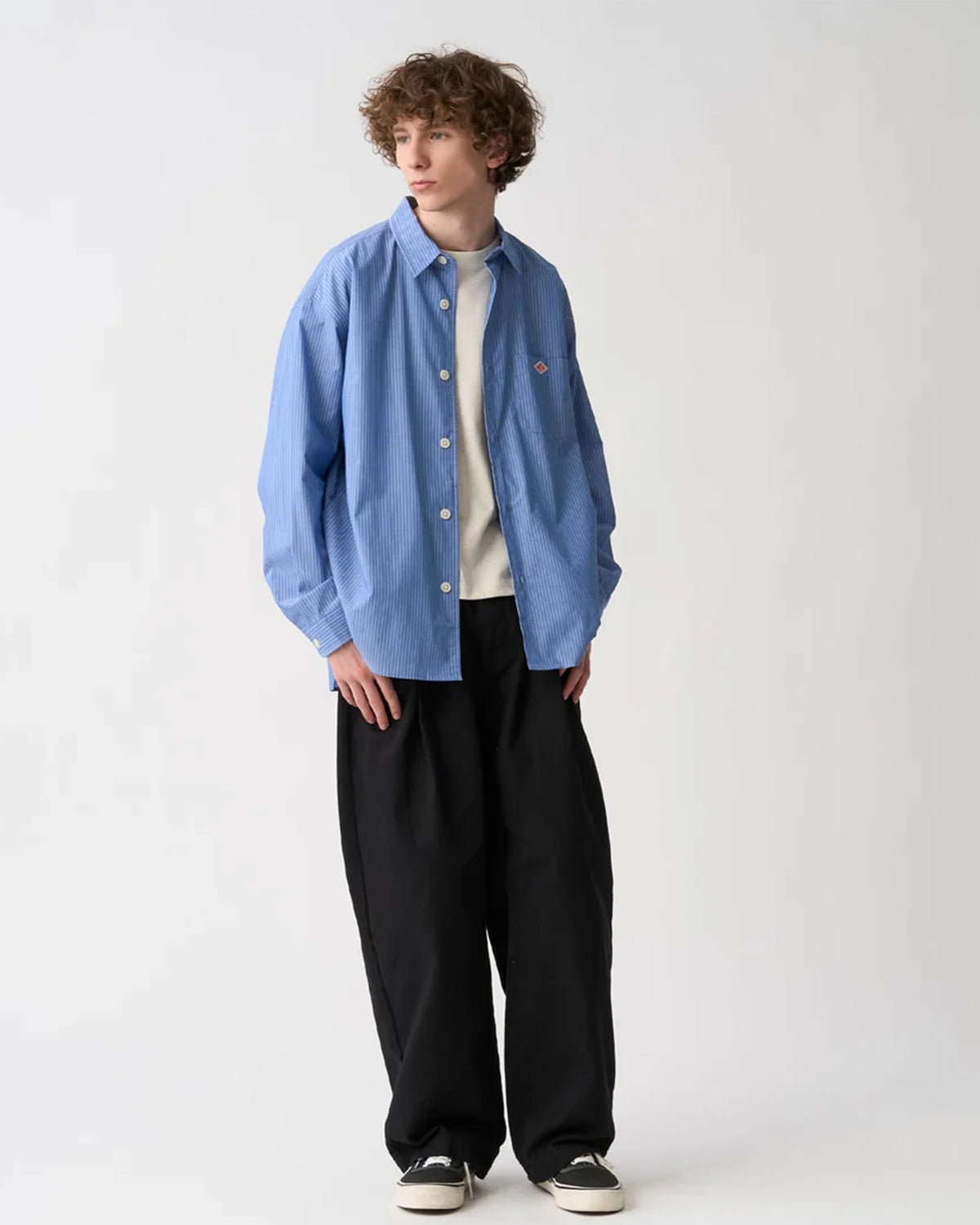 Mens T/C Poplin Work Shirt - Blue×White Stripe