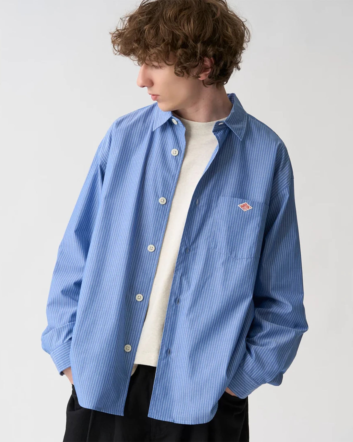 Mens T/C Poplin Work Shirt - Blue×White Stripe
