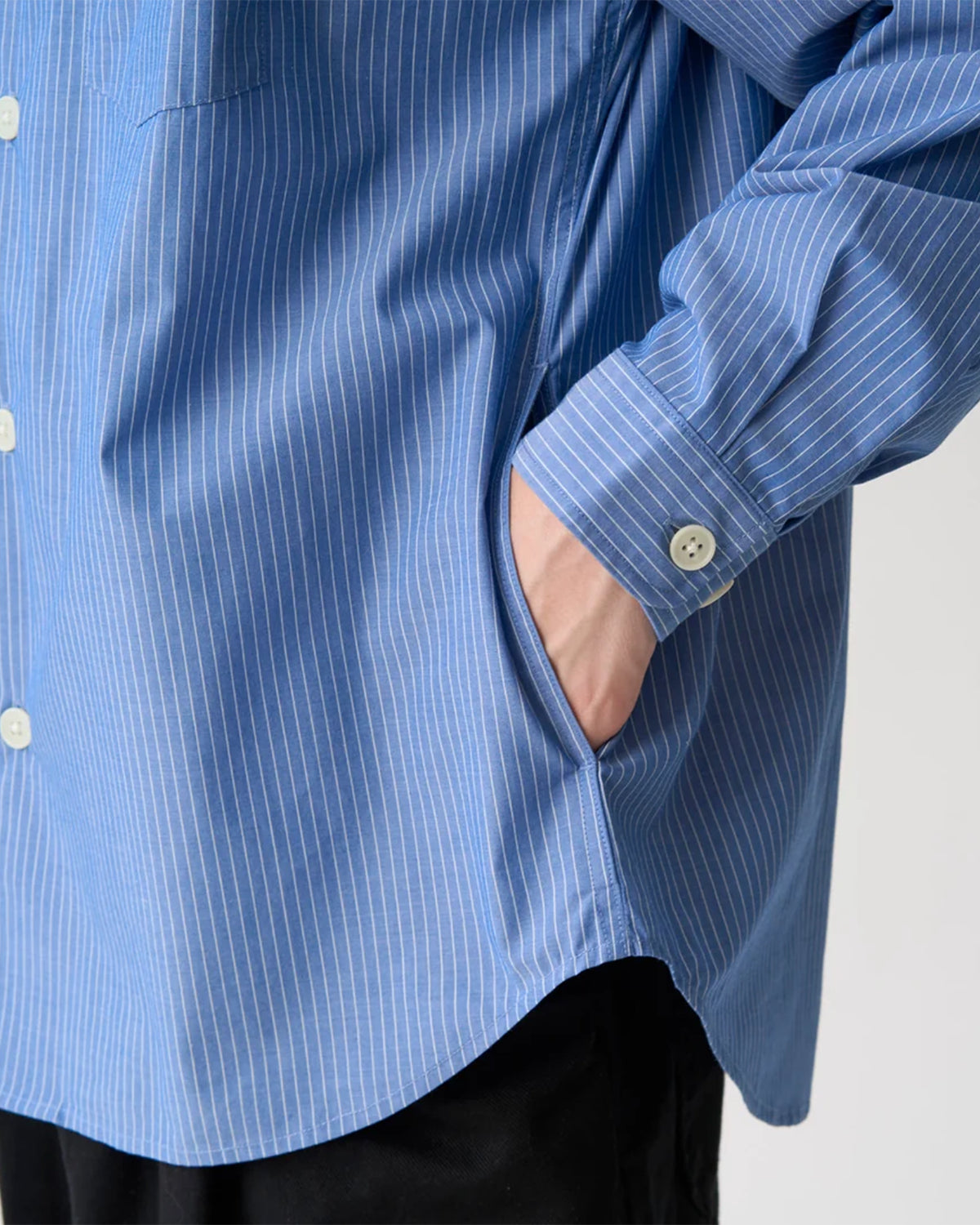 Mens T/C Poplin Work Shirt - Blue×White Stripe