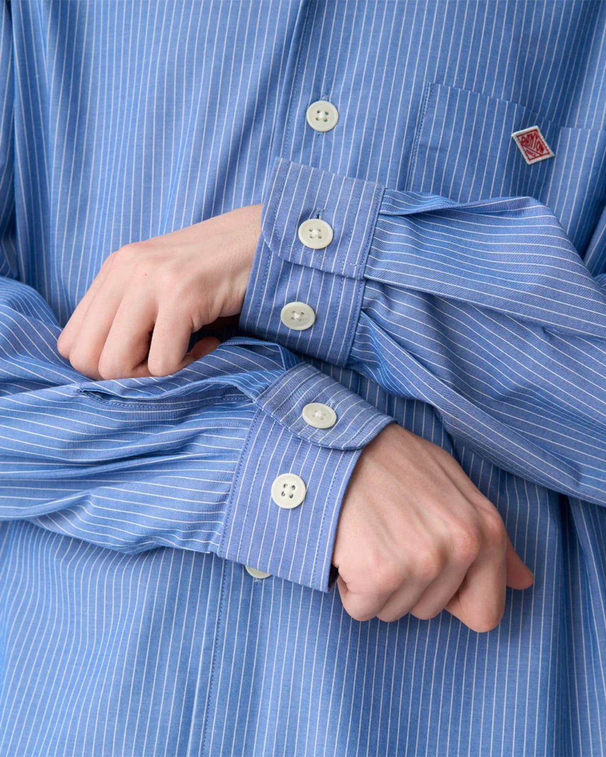 Mens T/C Poplin Work Shirt - Blue×White Stripe