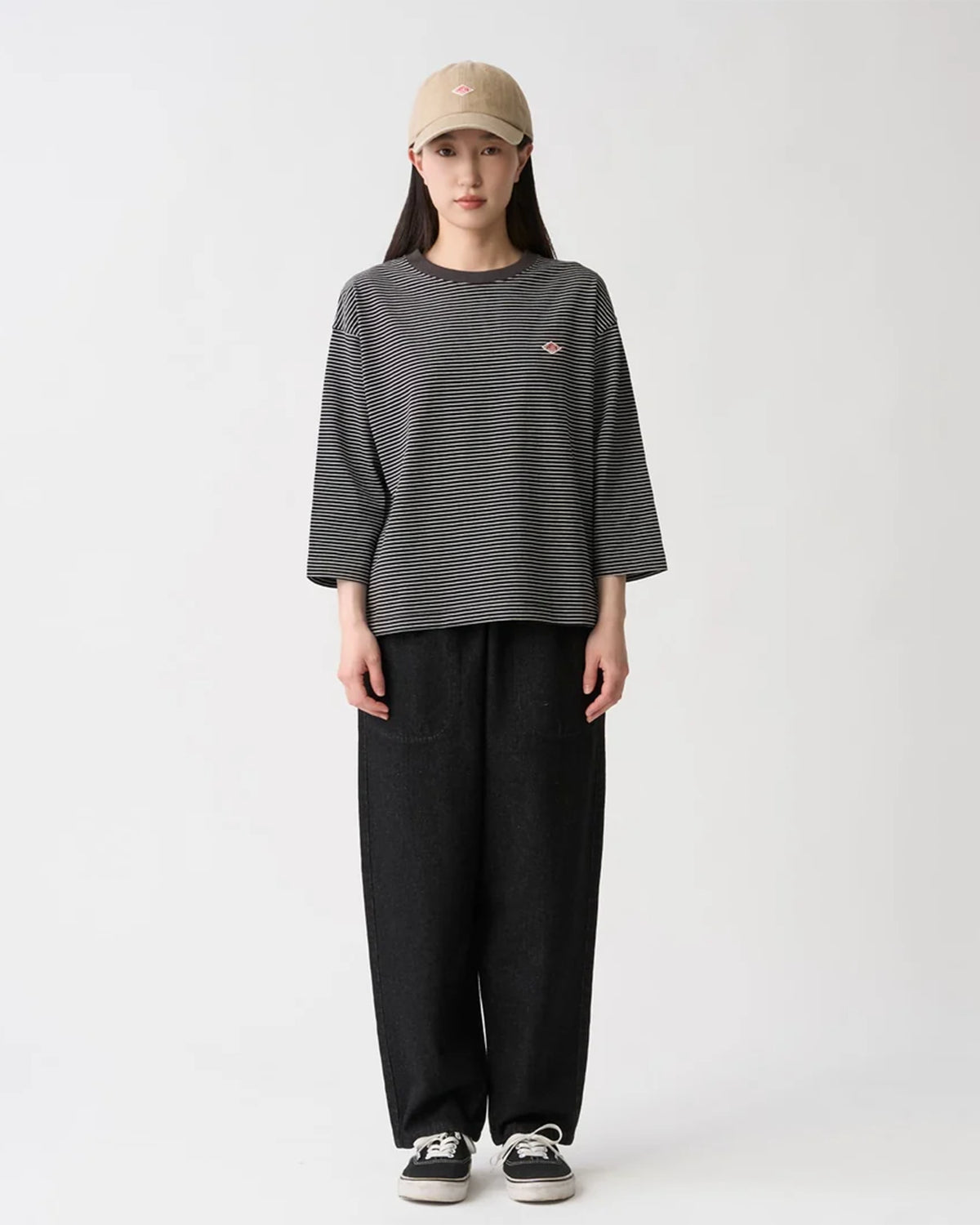 Womens Black Denim Easy Pants - Black Denim