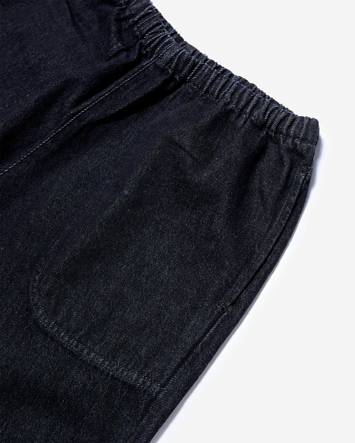 Womens Black Denim Easy Pants - Black Denim