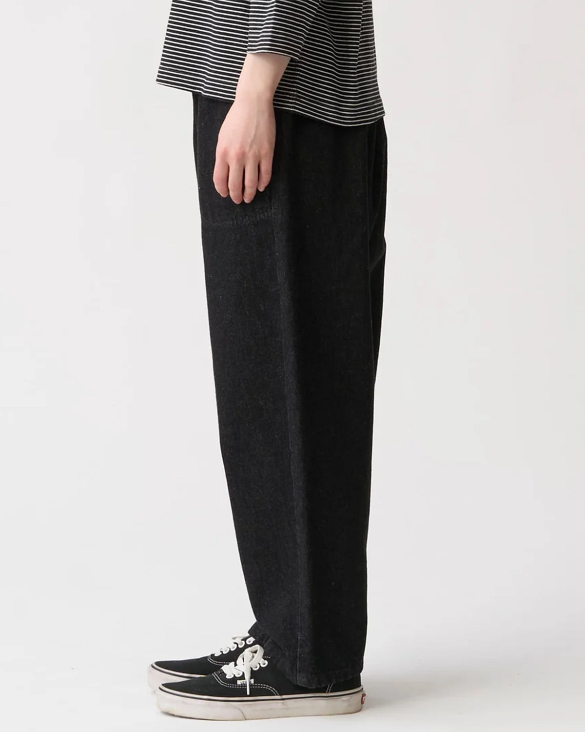 Womens Black Denim Easy Pants - Black Denim