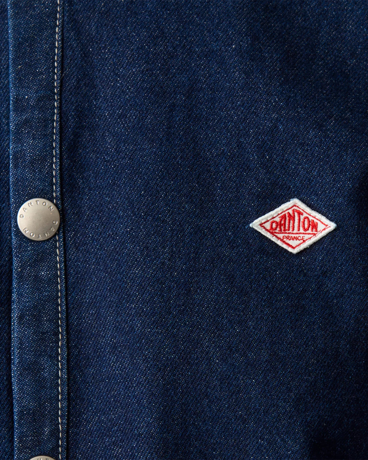 Womens Denim Collarless Jacket - Indigo