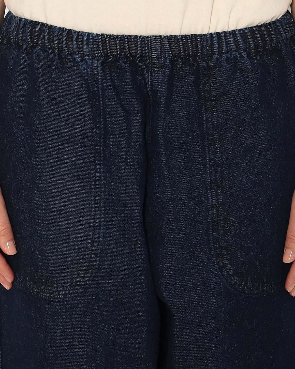 Womens Denim Easy Pants - Indigo