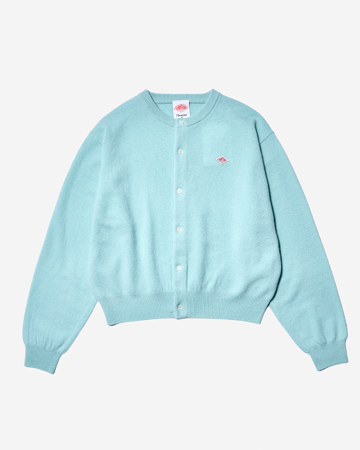 Womens Lambswool Crew Neck Cardigan - Mint