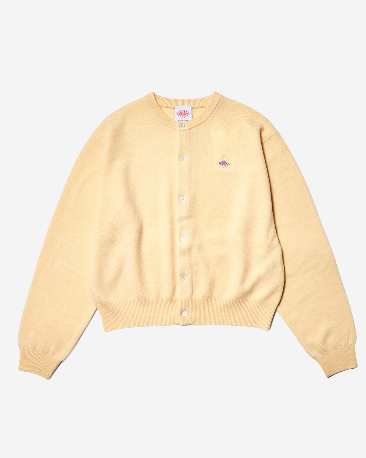 Womens Lambswool Crew Neck Cardigan - Pale Yellow