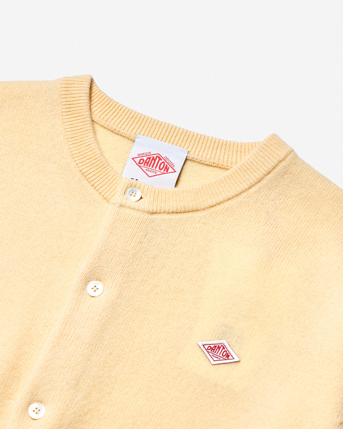 Womens Lambswool Crew Neck Cardigan - Pale Yellow