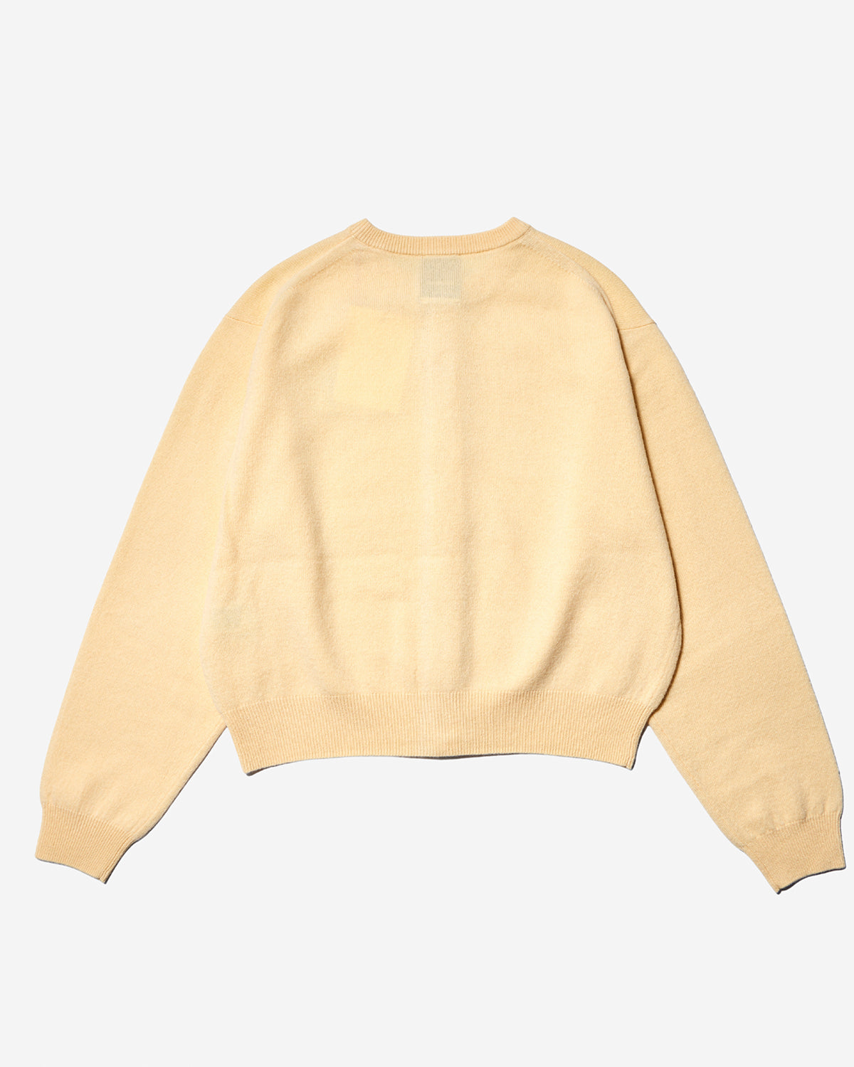 Womens Lambswool Crew Neck Cardigan - Pale Yellow