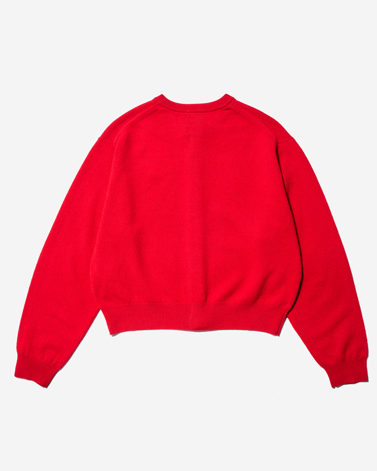 Womens Lambswool Crew Neck Cardigan - Red