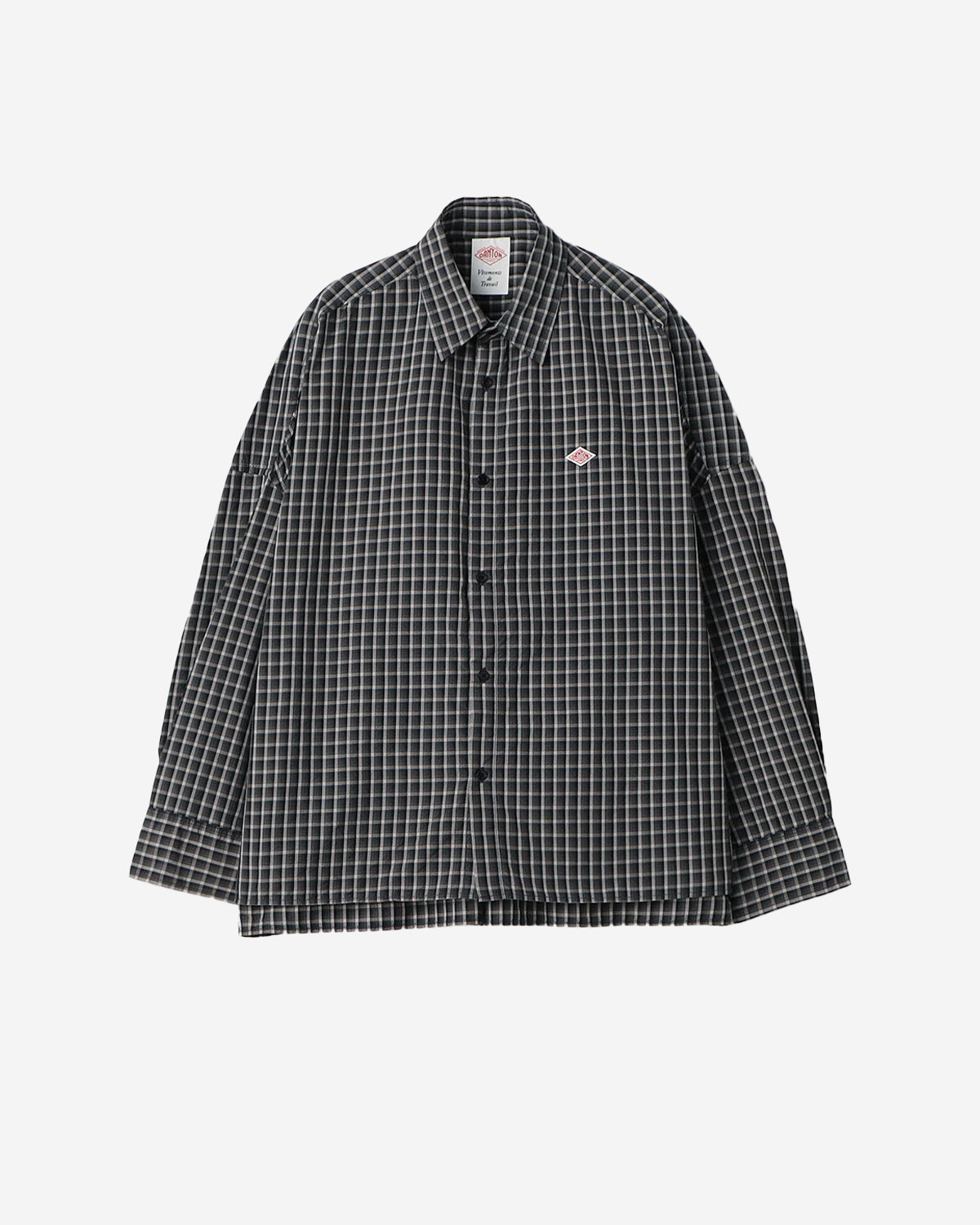 Womens Nylon Regular Collar Shirt - Black Check