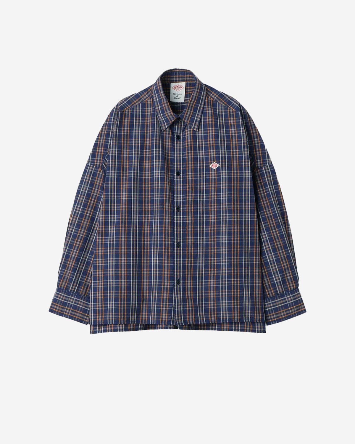 Womens Nylon Regular Collar Shirt - Navy Check