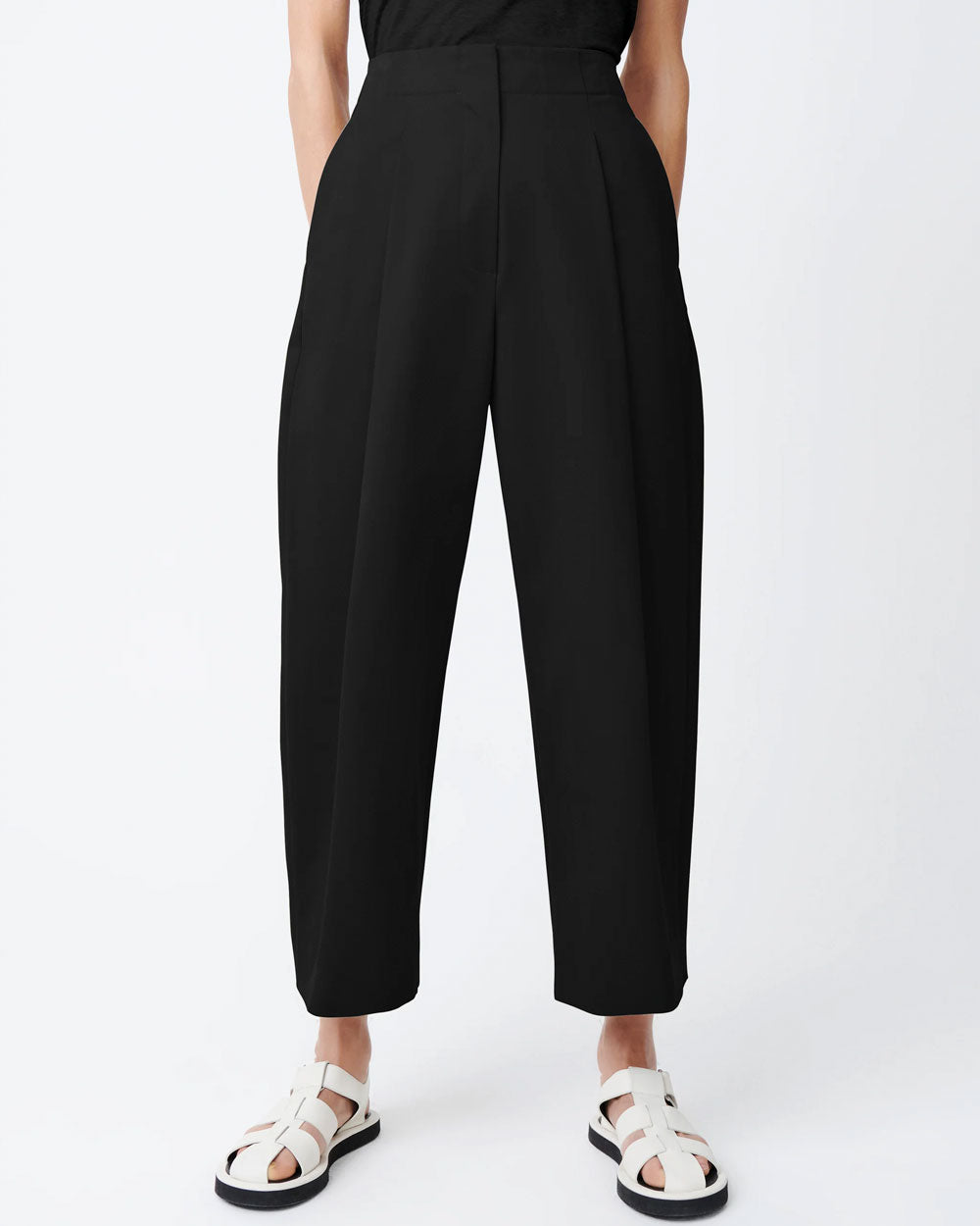 Dordoni - Pants - Deep Pleat Volume Ankle Crop - Black