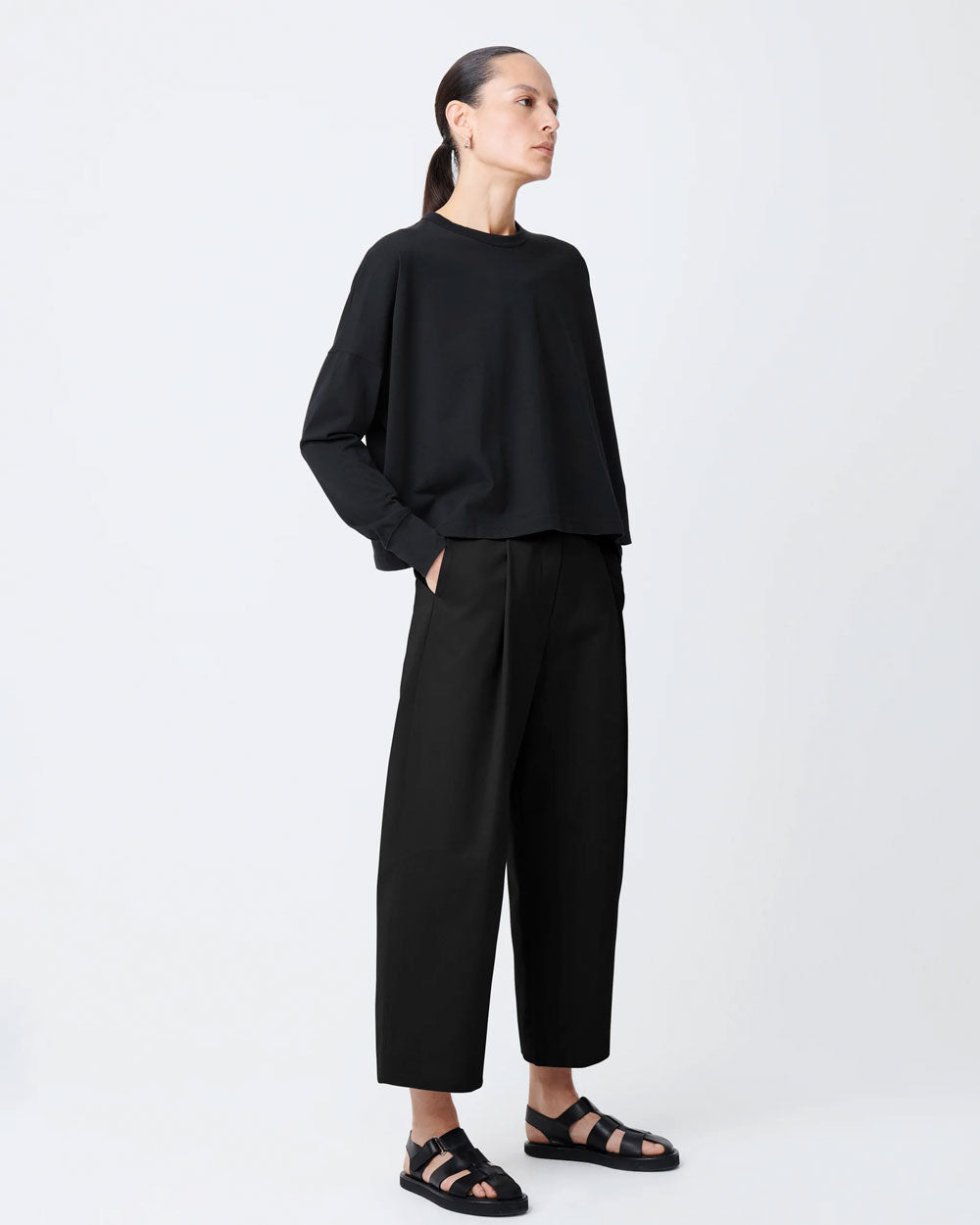 Dordoni - Pants - Deep Pleat Volume Ankle Crop - Black