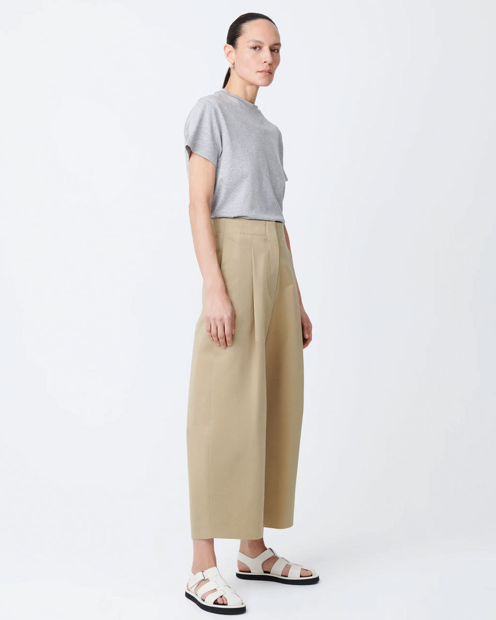 Dordoni - Pants - Deep Pleat Volume Ankle Crop - Tan