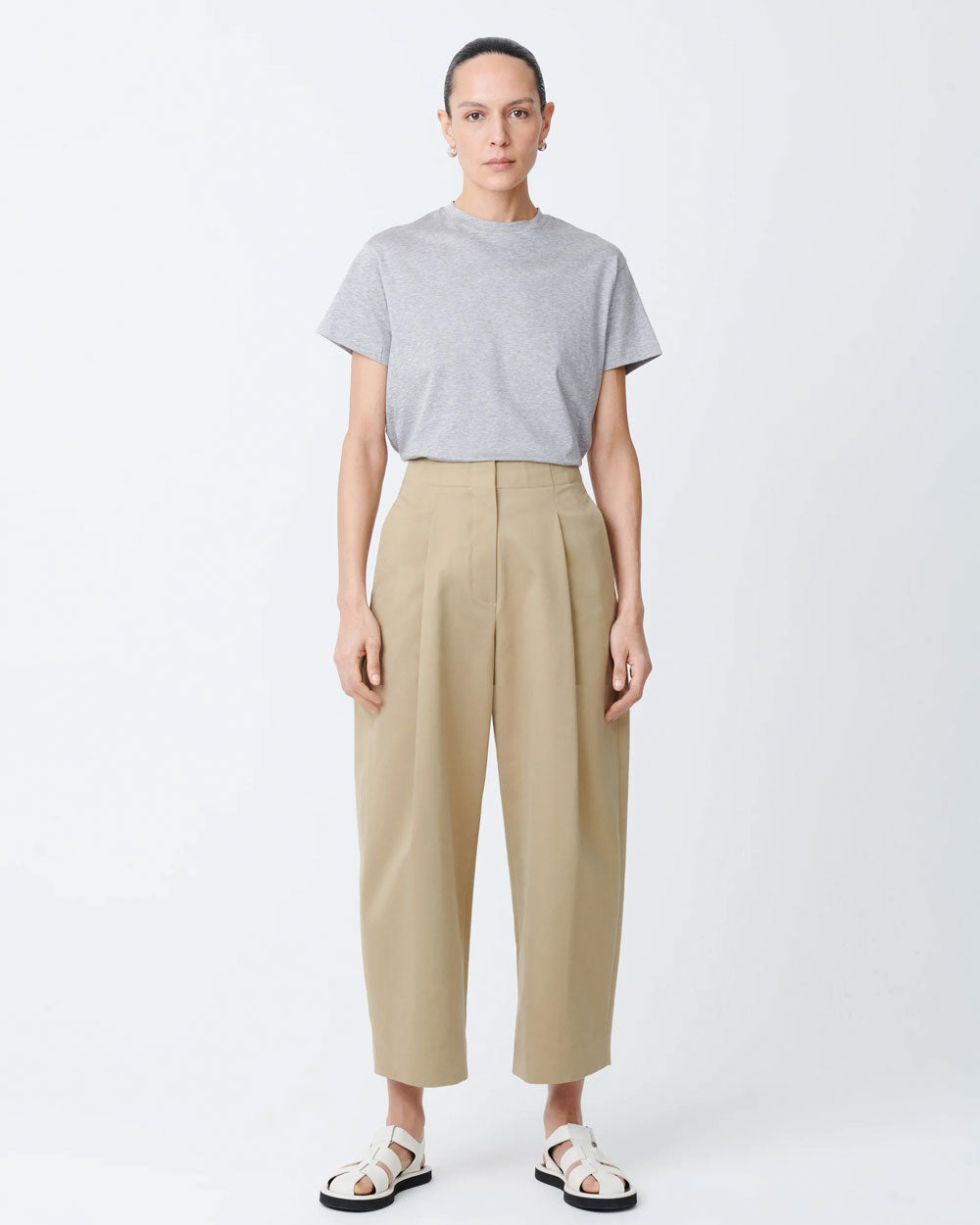 Dordoni - Pants - Deep Pleat Volume Ankle Crop - Tan