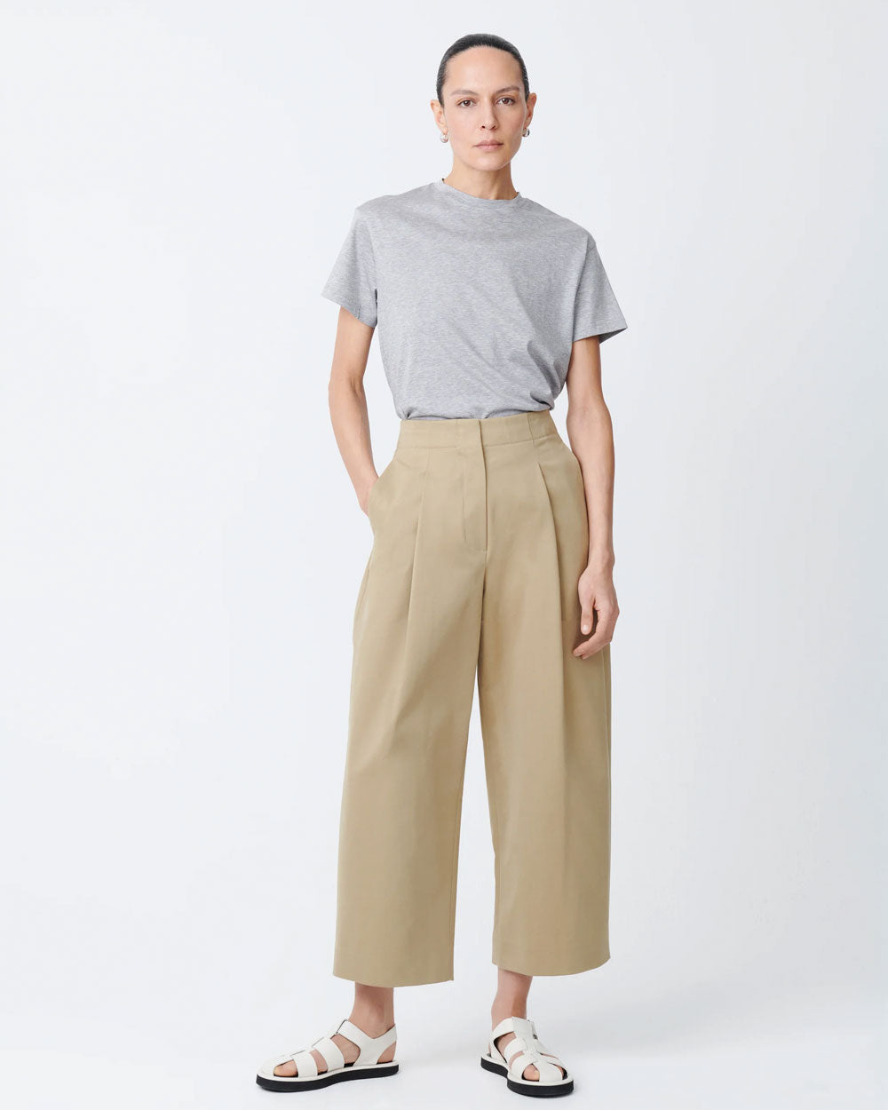 Dordoni - Pants - Deep Pleat Volume Ankle Crop - Tan