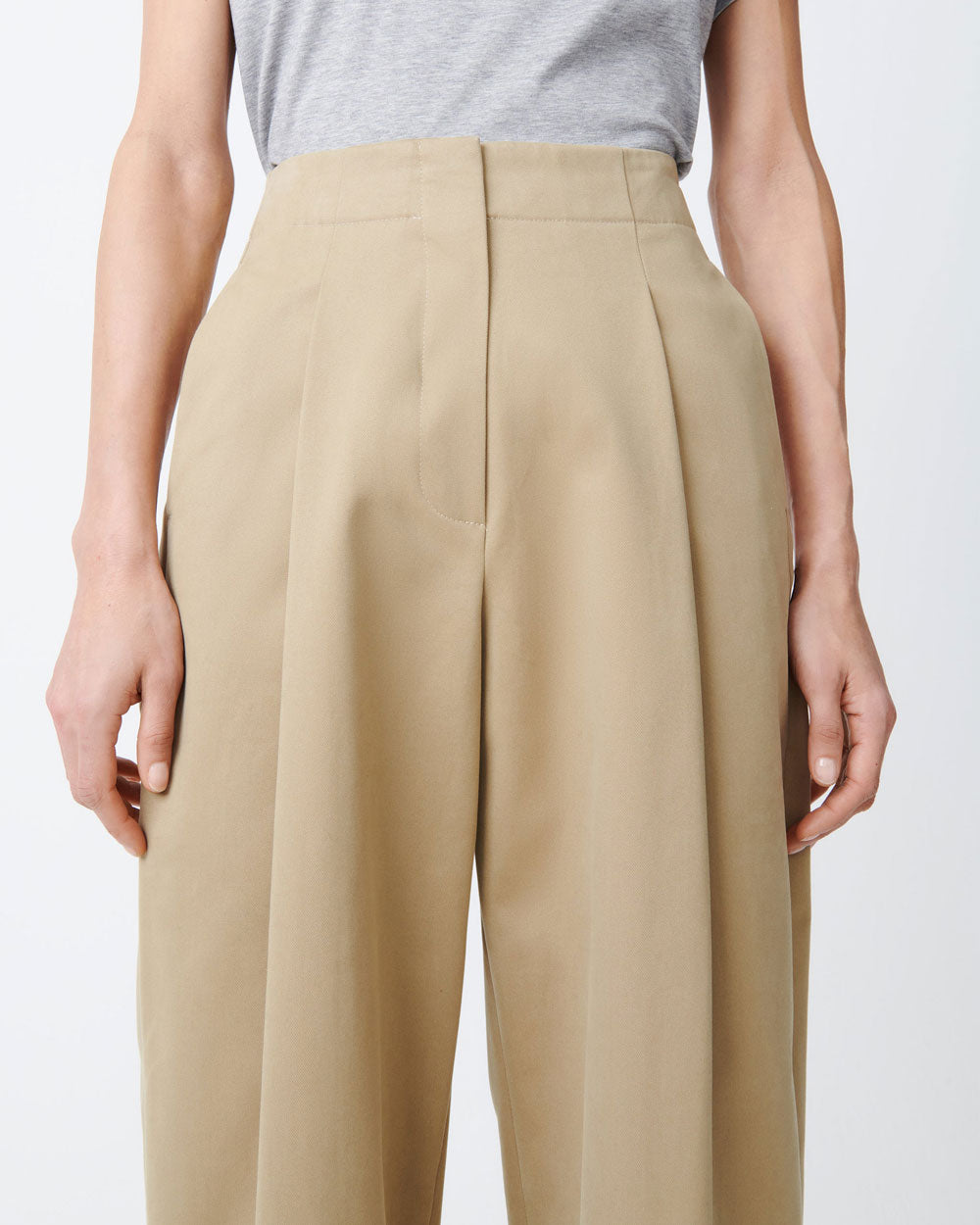 Dordoni - Pants - Deep Pleat Volume Ankle Crop - Tan