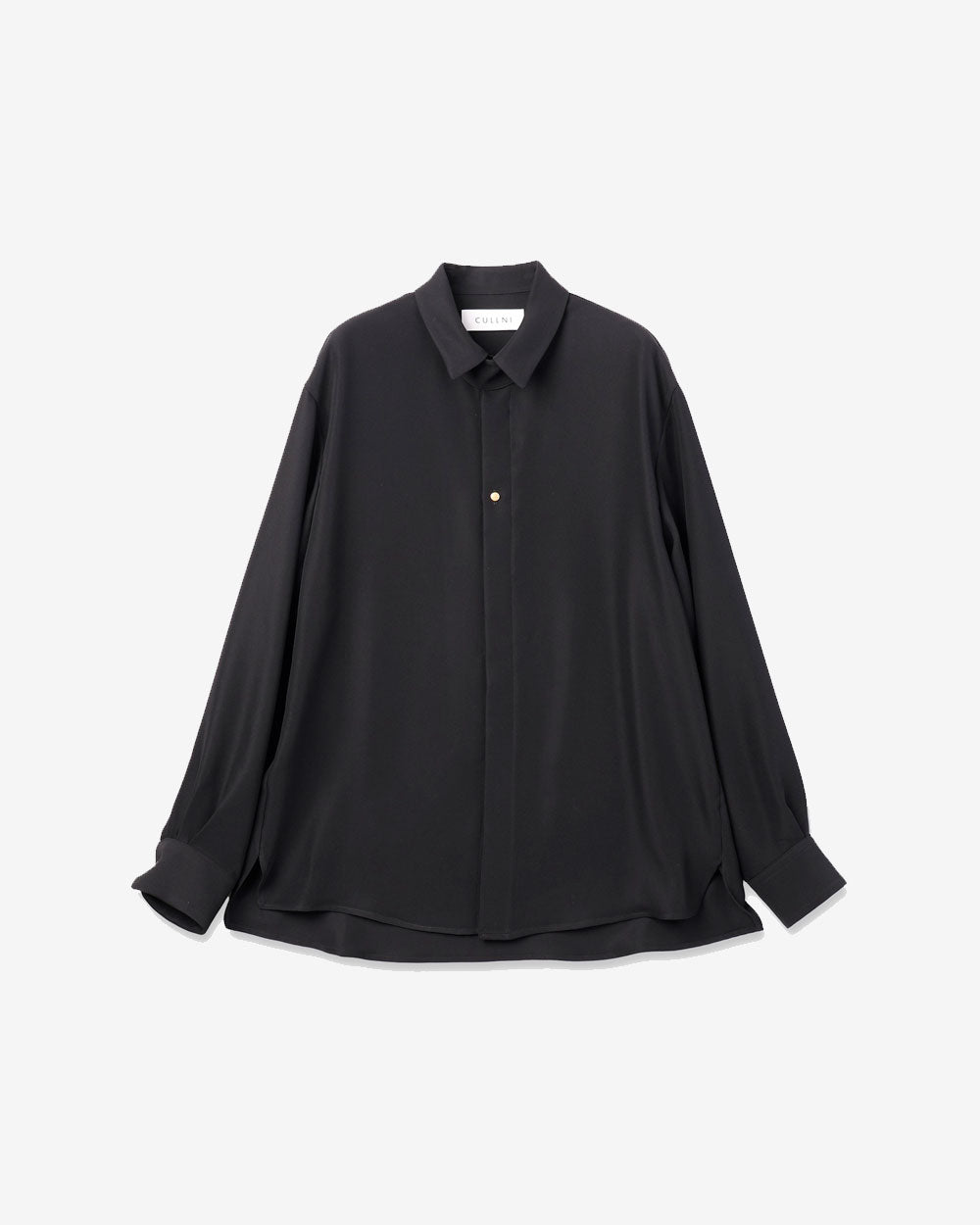 Double Satin Chin Tab Shirt - Black