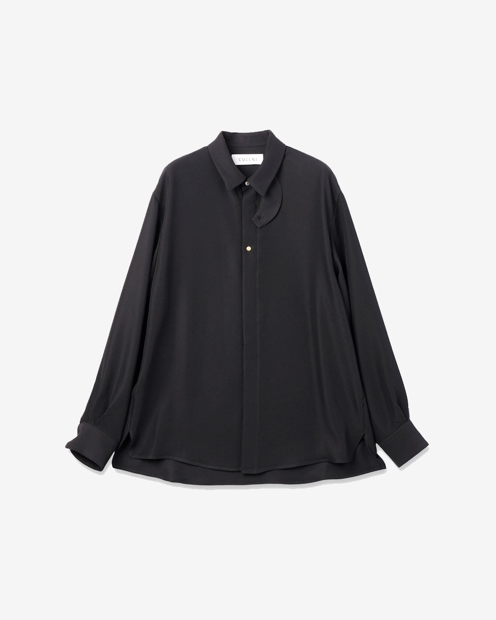 Double Satin Chin Tab Shirt - Black