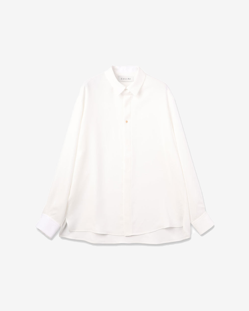 Double Satin Chin Tab Shirt - White