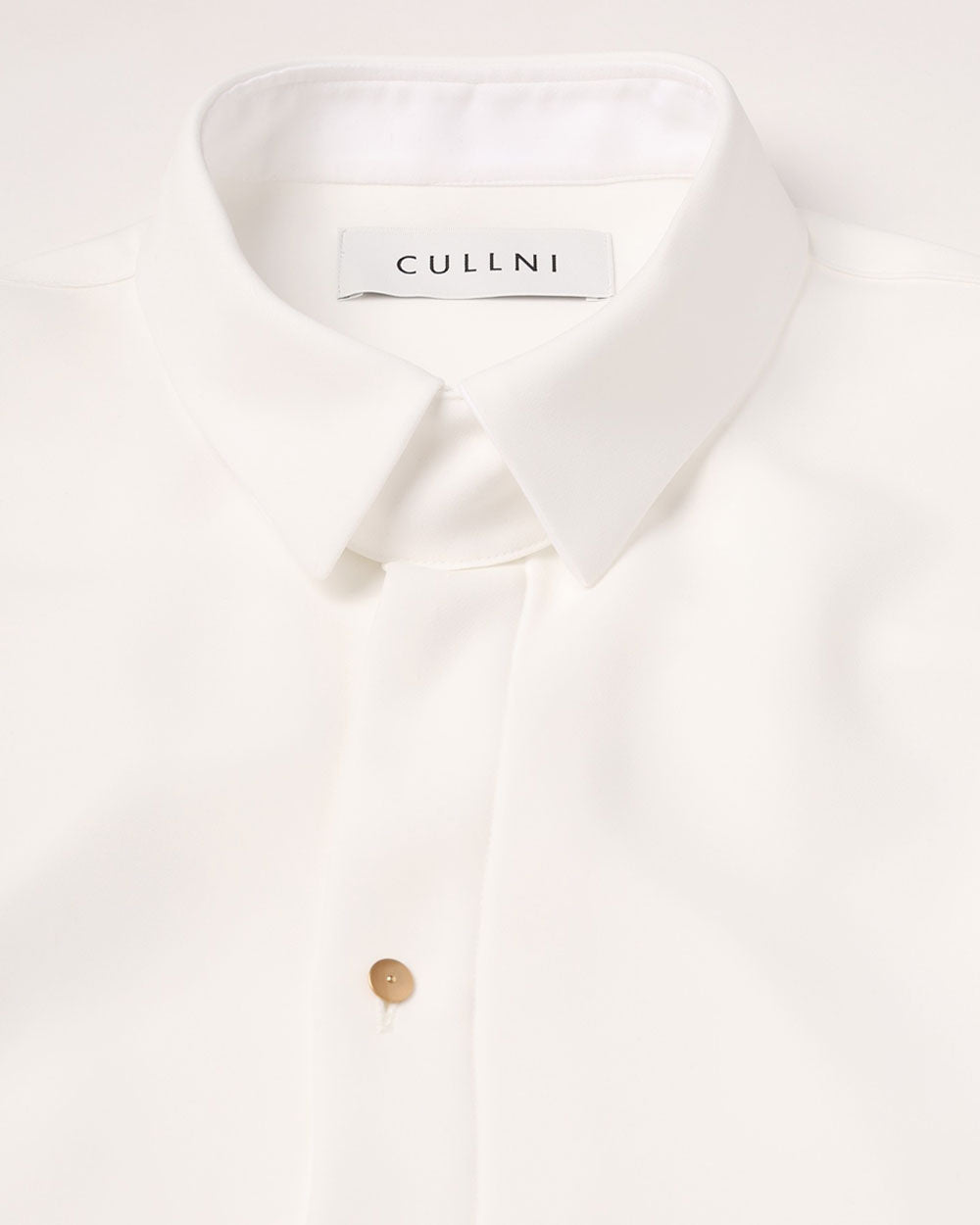 Double Satin Chin Tab Shirt - White