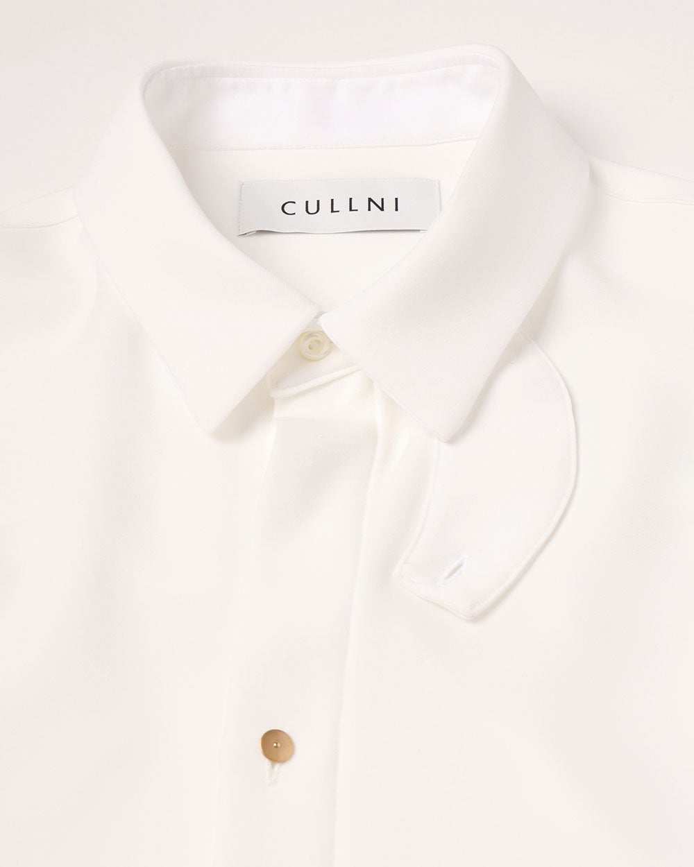 Double Satin Chin Tab Shirt - White