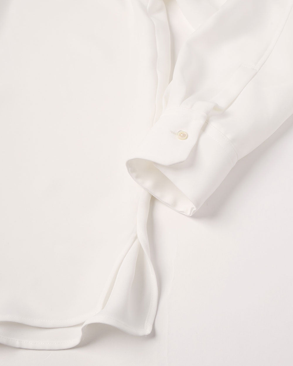 Double Satin Chin Tab Shirt - White