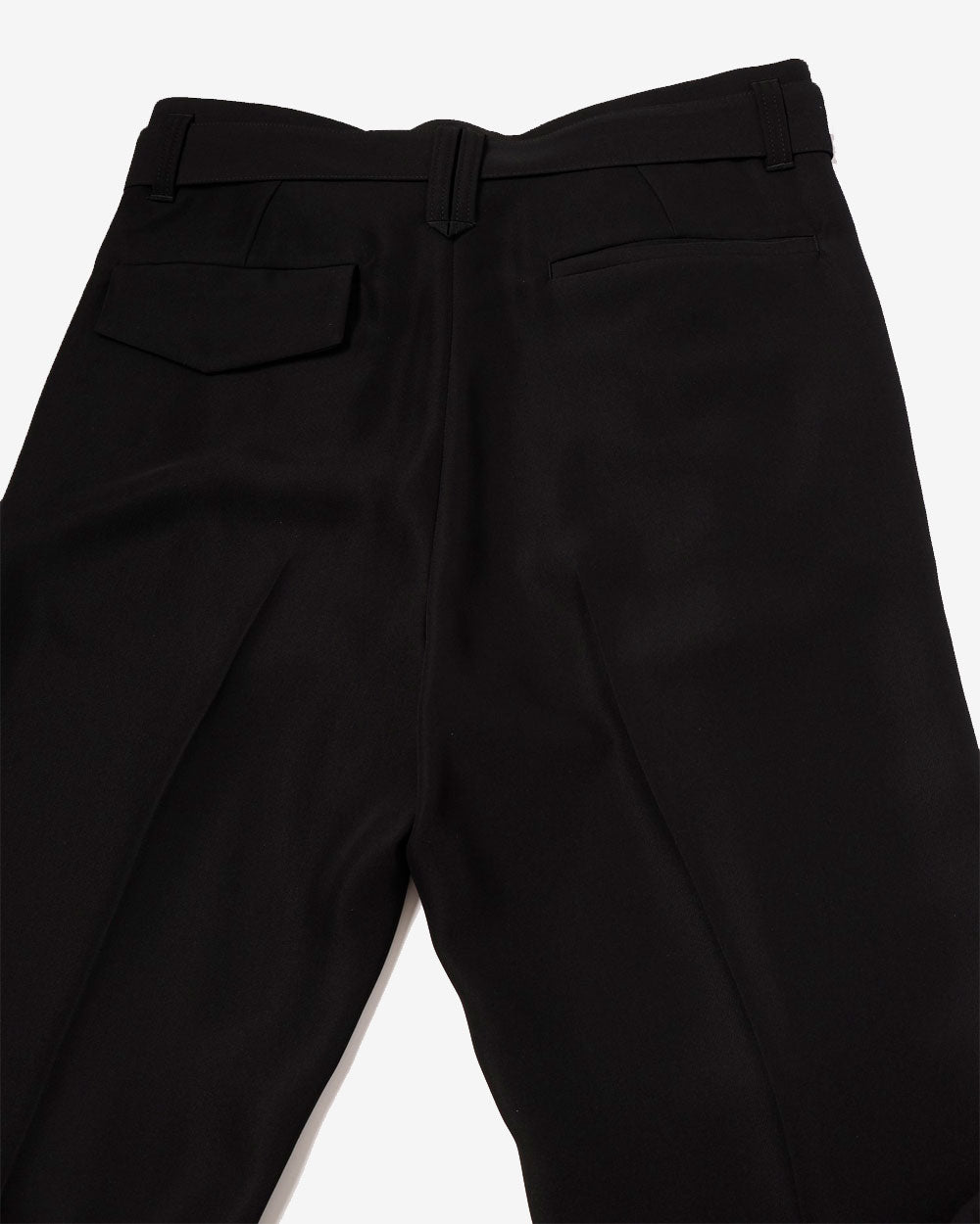 Double Satin Slim Pants with Long Belt - Black