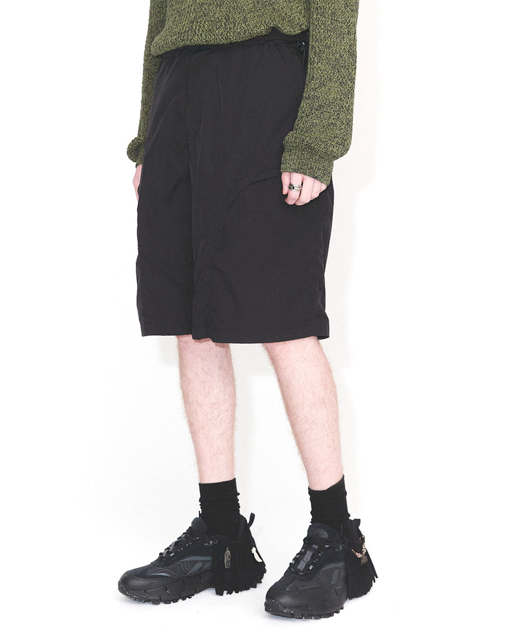 Drawstring Cargo Shorts - Black