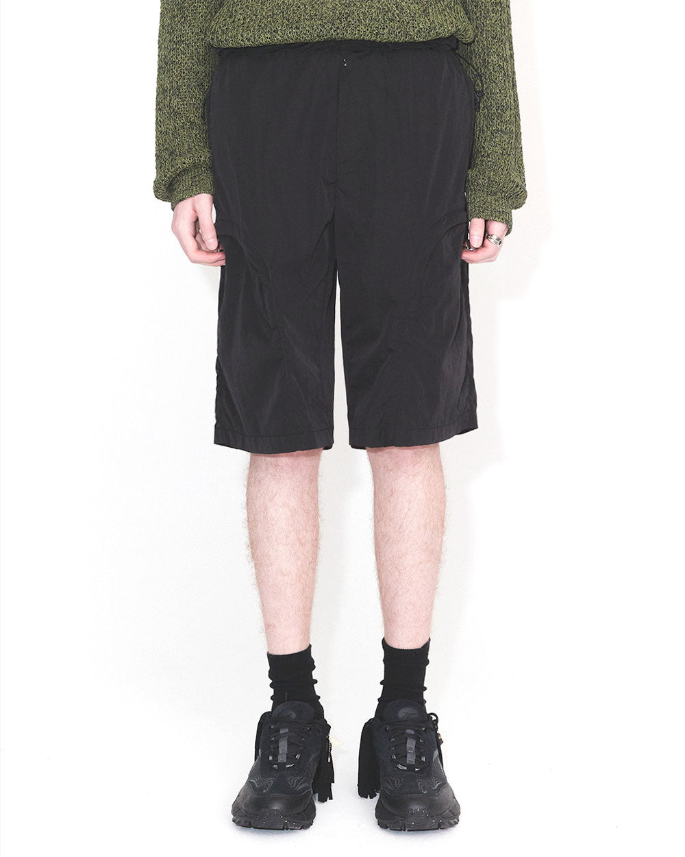 Drawstring Cargo Shorts - Black